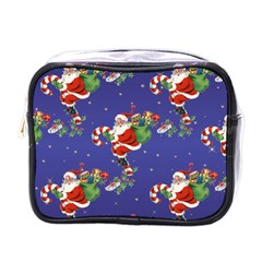 Christmas Vintage Santa Background Mini Toiletries Bag (one Side) by Wegoenart