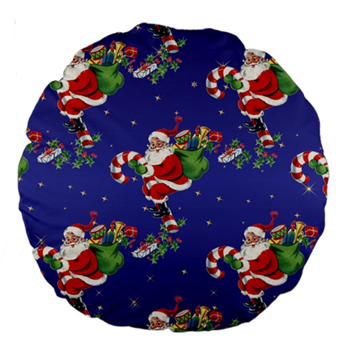 Christmas Vintage Santa Background Large 18  Premium Round Cushions