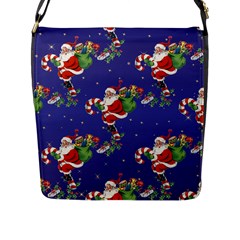 Christmas Vintage Santa Background Flap Closure Messenger Bag (l) by Wegoenart