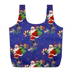 Christmas Vintage Santa Background Full Print Recycle Bag (l) by Wegoenart