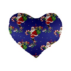 Christmas Vintage Santa Background Standard 16  Premium Flano Heart Shape Cushions by Wegoenart