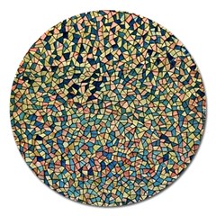 Background Cubism Mosaic Vintage Magnet 5  (round) by Wegoenart