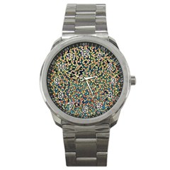 Background Cubism Mosaic Vintage Sport Metal Watch by Wegoenart