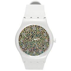 Background Cubism Mosaic Vintage Round Plastic Sport Watch (m) by Wegoenart