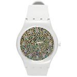 Background Cubism Mosaic Vintage Round Plastic Sport Watch (M) Front