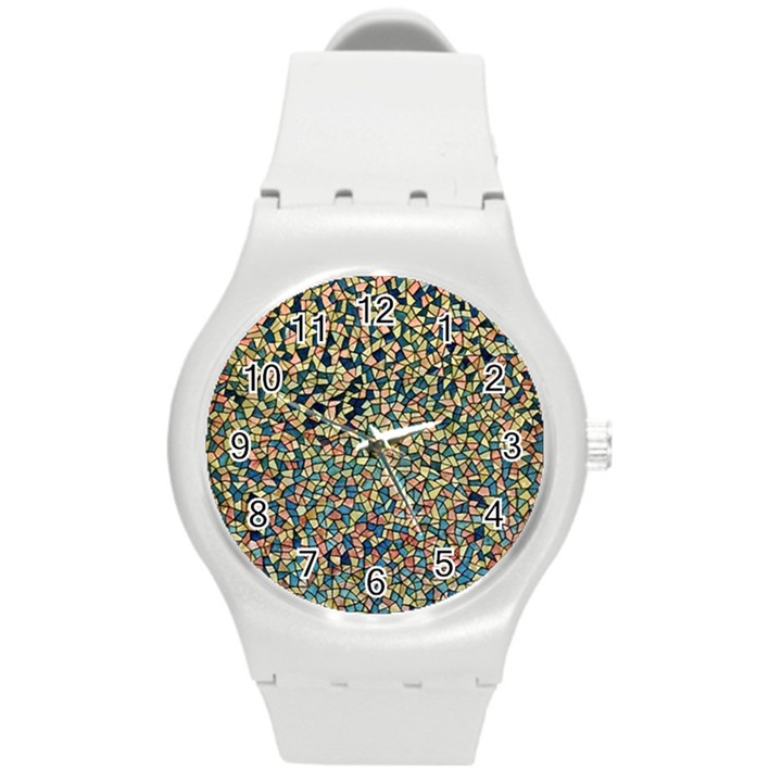 Background Cubism Mosaic Vintage Round Plastic Sport Watch (M)