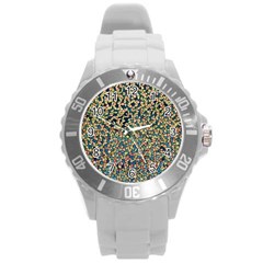 Background Cubism Mosaic Vintage Round Plastic Sport Watch (l) by Wegoenart