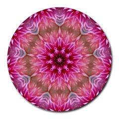 Flower Mandala Art Pink Abstract Round Mousepads by Wegoenart