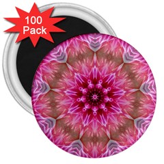 Flower Mandala Art Pink Abstract 3  Magnets (100 Pack) by Wegoenart