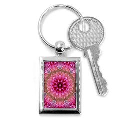 Flower Mandala Art Pink Abstract Key Chains (rectangle)  by Wegoenart