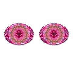 Flower Mandala Art Pink Abstract Cufflinks (oval) by Wegoenart