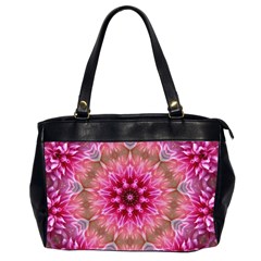 Flower Mandala Art Pink Abstract Oversize Office Handbag (2 Sides) by Wegoenart