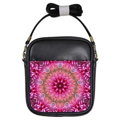 Flower Mandala Art Pink Abstract Girls Sling Bag by Wegoenart