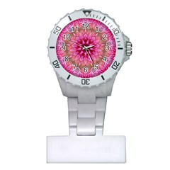 Flower Mandala Art Pink Abstract Plastic Nurses Watch by Wegoenart