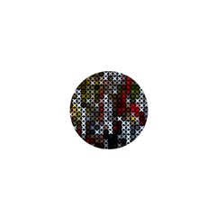 Christmas Cross Stitch Background 1  Mini Buttons by Wegoenart