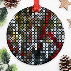 Christmas Cross Stitch Background Ornament (round) by Wegoenart