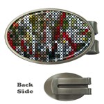 Christmas Cross Stitch Background Money Clips (Oval)  Front