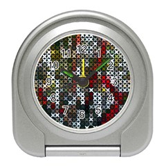 Christmas Cross Stitch Background Travel Alarm Clock by Wegoenart