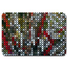 Christmas Cross Stitch Background Large Doormat  by Wegoenart