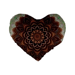 Abstract Art Texture Mandala Standard 16  Premium Flano Heart Shape Cushions by Wegoenart