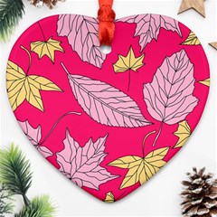 Autumn Dried Leaves Dry Nature Ornament (heart) by Wegoenart