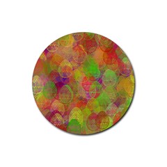 Easter Egg Colorful Texture Rubber Coaster (round)  by Wegoenart