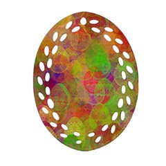 Easter Egg Colorful Texture Oval Filigree Ornament (two Sides) by Wegoenart