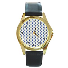 Star Background Backdrop Blue Round Gold Metal Watch by Wegoenart