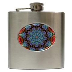 Abstract Art Blue Orange Hip Flask (6 Oz) by Wegoenart