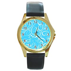 Scribble Reason Design Pattern Round Gold Metal Watch by Wegoenart