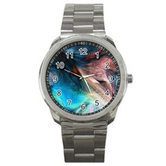 Background Art Abstract Watercolor Sport Metal Watch by Wegoenart