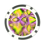 Golden Violet Crystal Heart Of Fire, Abstract Poker Chip Card Guard Back