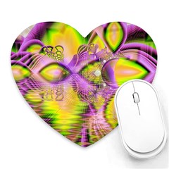 Golden Violet Crystal Heart Of Fire, Abstract Heart Mousepad by DianeClancy