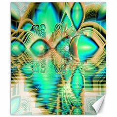 Golden Teal Peacock, Abstract Copper Crystal Canvas 20  X 24  (unframed) by DianeClancy