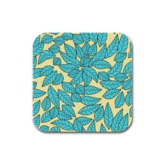 Leaves Dried Leaves Stamping Rubber Square Coaster (4 Pack)  by Wegoenart