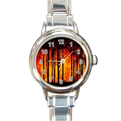 Forest Fire Forest Climate Change Round Italian Charm Watch by Wegoenart