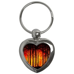 Forest Fire Forest Climate Change Key Chains (heart)  by Wegoenart