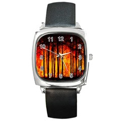 Forest Fire Forest Climate Change Square Metal Watch by Wegoenart