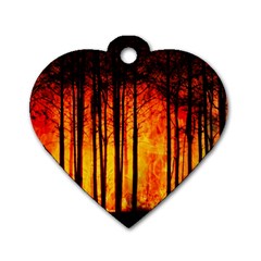 Forest Fire Forest Climate Change Dog Tag Heart (two Sides) by Wegoenart