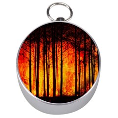 Forest Fire Forest Climate Change Silver Compasses by Wegoenart