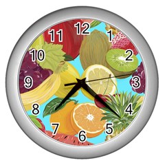 Fruit Picture Drawing Illustration Wall Clock (silver)