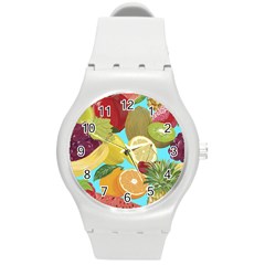 Fruit Picture Drawing Illustration Round Plastic Sport Watch (m)