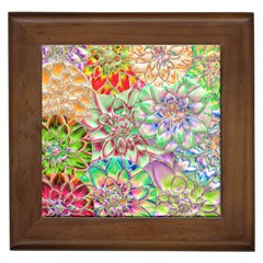 Dahlia Flower Colorful Art Collage Framed Tiles by Wegoenart