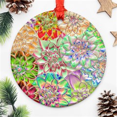 Dahlia Flower Colorful Art Collage Ornament (round) by Wegoenart