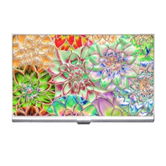 Dahlia Flower Colorful Art Collage Business Card Holder by Wegoenart