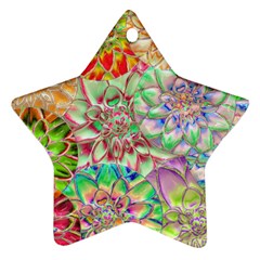 Dahlia Flower Colorful Art Collage Star Ornament (two Sides) by Wegoenart