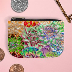 Dahlia Flower Colorful Art Collage Mini Coin Purse by Wegoenart