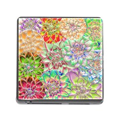 Dahlia Flower Colorful Art Collage Memory Card Reader (square 5 Slot) by Wegoenart