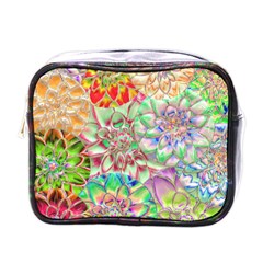 Dahlia Flower Colorful Art Collage Mini Toiletries Bag (one Side) by Wegoenart