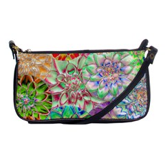 Dahlia Flower Colorful Art Collage Shoulder Clutch Bag by Wegoenart